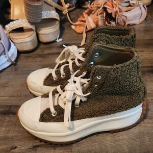 Olive Green Converse High-Top Sneakers